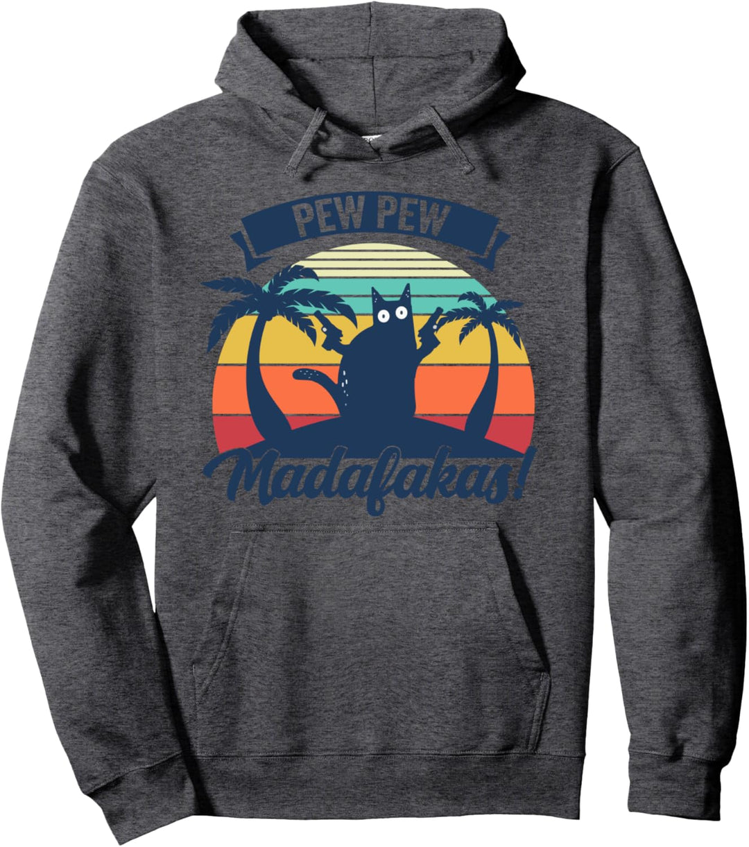 Pew Pew Madafakas Vintage Katze Spass Pullover Hoodie