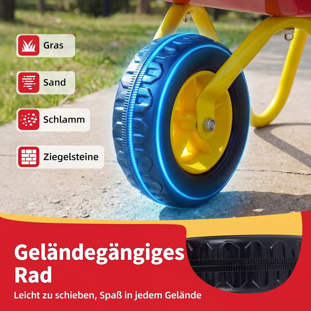 COSTWAY Schubkarre Kinder, Metallschubkarre bis zu 10 kg belastbar, Spielzeugschubkarre für Kinder a