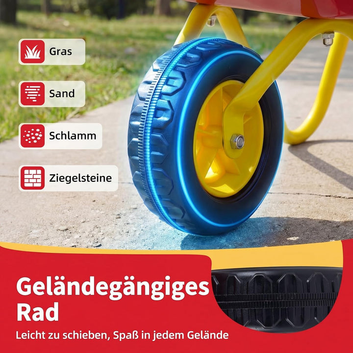 COSTWAY Schubkarre Kinder, Metallschubkarre bis zu 10 kg belastbar, Spielzeugschubkarre für Kinder a