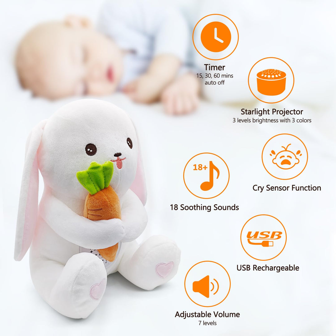 Baby Einschlafhilfe Musik,Babys Nachtlicht Projektor mit Weisses Rauschen, Weinen Erkennungs Sensor,