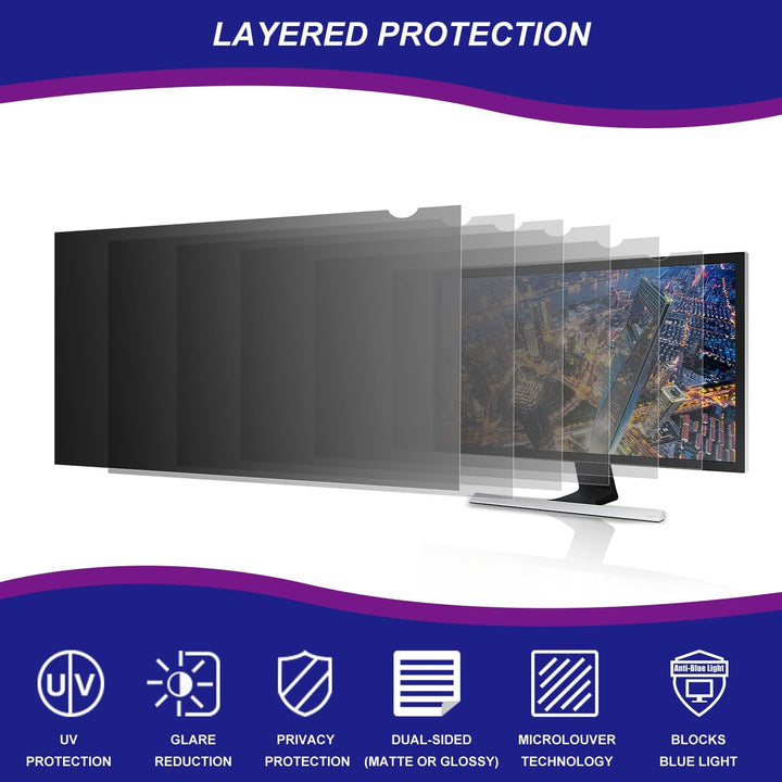 AiMok 24 Zoll Monitor Blickschutzfilter &amp; Anti-Blaulichtfilter, Premium Privacy Filter, Blickschutz