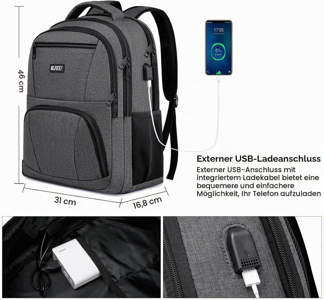 Rucksack Herren für Schule Laptop Rucksack 15,6 Zoll, Schulrucksack Jungen Teenager Wasserdichte mit