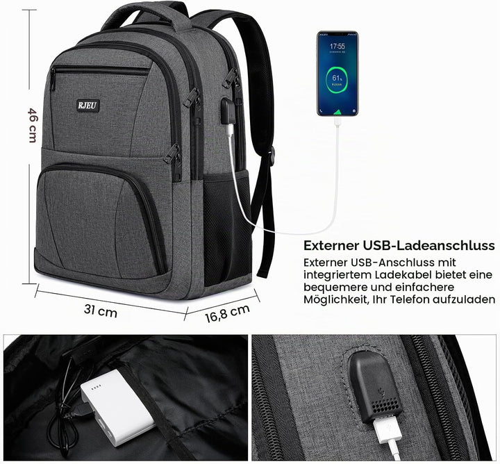 Rucksack Herren für Schule Laptop Rucksack 15,6 Zoll, Schulrucksack Jungen Teenager Wasserdichte mit