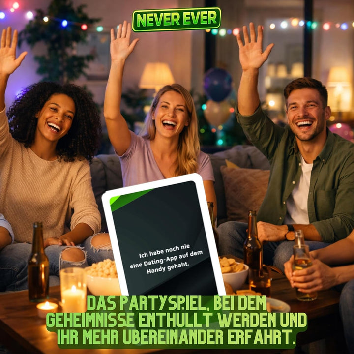 NEVER EVER - Ich habe noch nie Spiel | Partyspiel für Erwachsene oder Teens ab 16 Jahren | Kartenspi