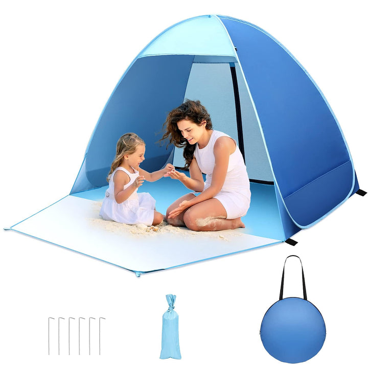 Pop up Strandmuschel, 2-3 Personen Familie Zelt UV Schutz UPF 50+ Strandzelt Wurfzelt mit Reissversc