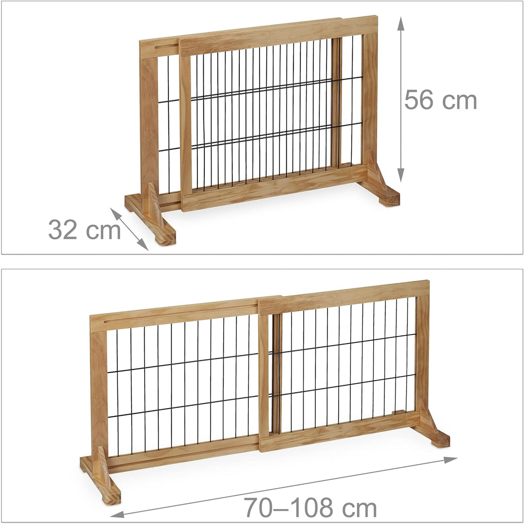 Relaxdays Absperrgitter, ausziehbares Schutzgitter, Treppe & Tür, HxB: 56x70-108 cm, freistehend, Ki