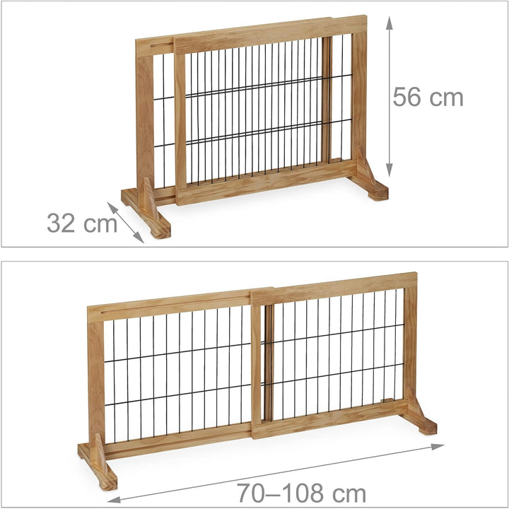 Relaxdays Absperrgitter, ausziehbares Schutzgitter, Treppe & Tür, HxB: 56x70-108 cm, freistehend, Ki