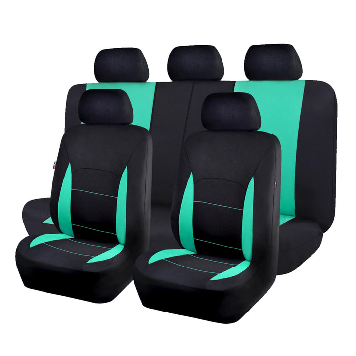 Flying Banner Sitzbezüge Auto Universal Set (Vollständige Reihe, Mintgrün und Schwarz) Mintgrün und