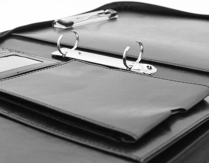 Schreibmappe 2 Ringbuch A4 Konferenzmappe Reissverschluss Leder Wasserdicht Organizer Mappe Dokument