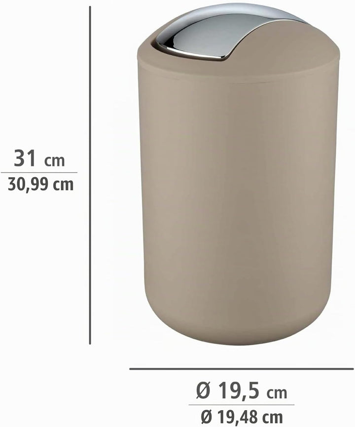 WENKO Kosmetikeimer Mod. Brasil L, 6,5 Liter Bad-Mülleimer mit Schwingdeckel, aus bruchsicherem Kuns