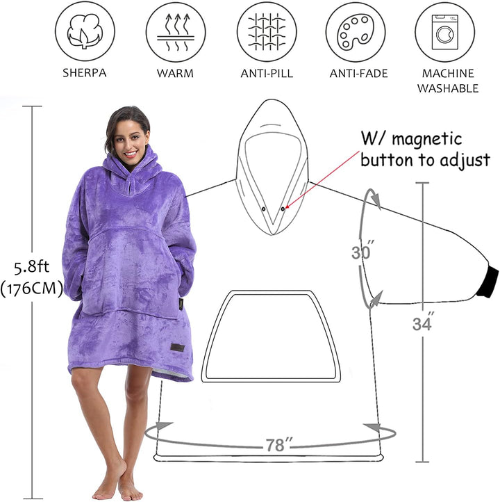 Catalonia Classy Oversized Sherpa Hoodie Decke, grosses Kapuzen-Sweatshirt für Frauen, weiche gemütl