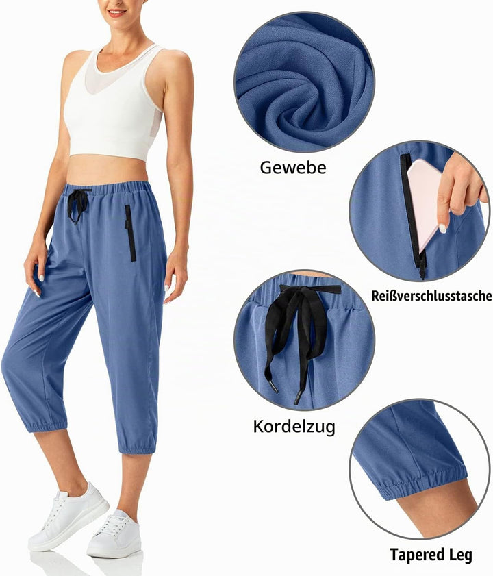 Butrends Damen Leichter Jogger Caprihose Casual Schnell trocknend Hose Workout 3/4 Workout Joggerhos