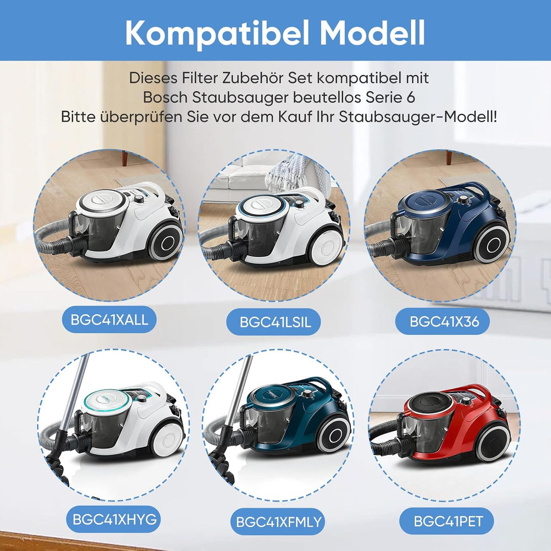 Filter Zubehör für Bosch Bodenstaubsauger Beutellos Serie 6 BGC41XALL / BGC41XSIL / BGC41LSIL / BGC4