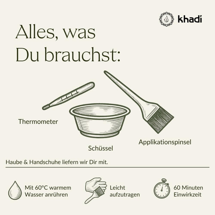 khadi MITTELBRAUN Pflanzenhaarfarbe - Haarfarbe für lebendiges, warmes Zimtbraun bis zu kräftigem, t