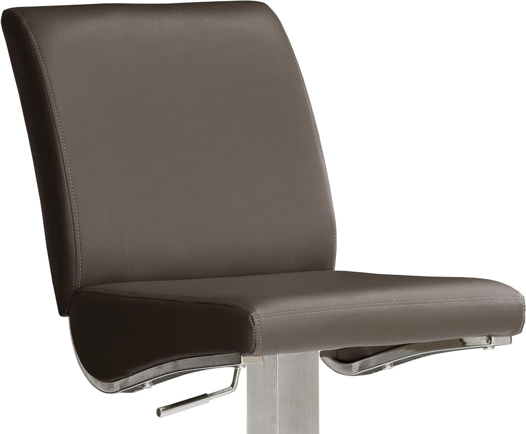 Robas Lund Barhocker Braun mit Lehne Barstuhl drehbar 180 Grad, Hocker höhenverstellbar, PU DI.AZ Ec
