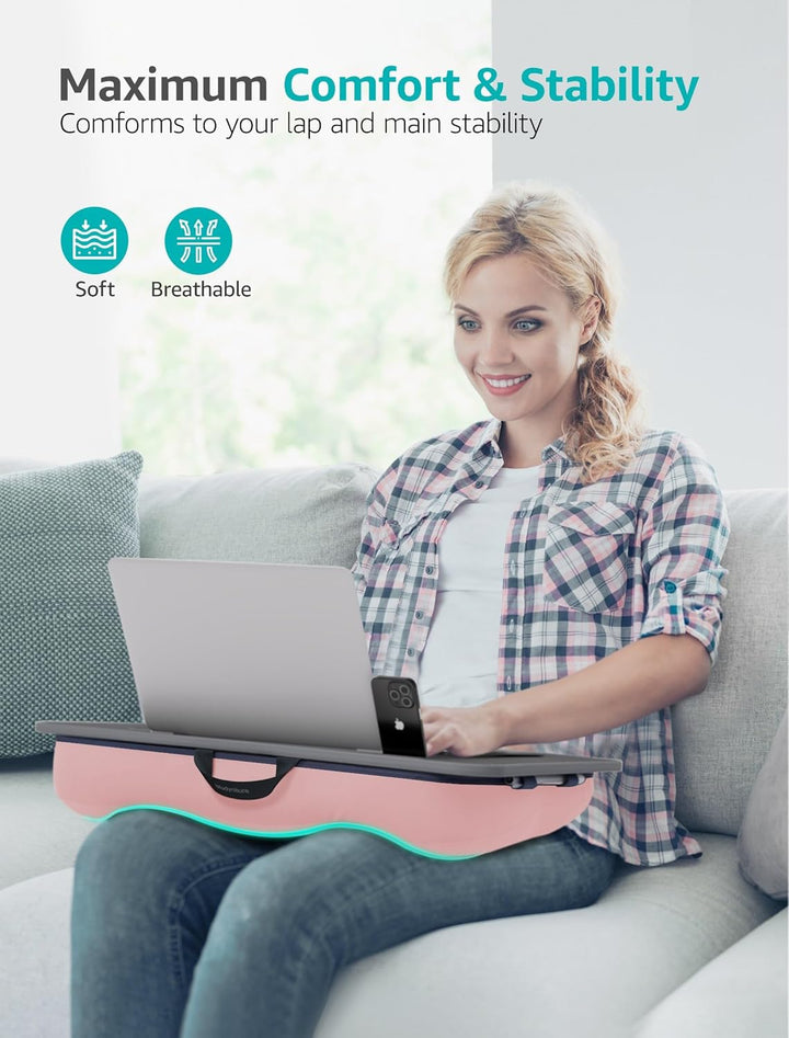 ISTUDYNITURE Knietisch mit Kissen, Schossschreibtisch für Laptop, passend für Laptops bis zu 43,2 cm