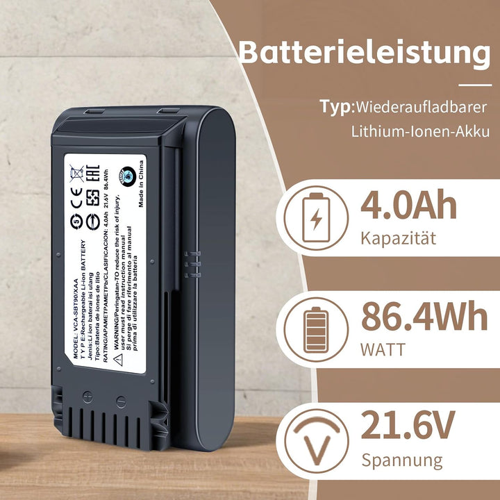 Ersatzakku 4.0Ah für Samsung Jet 60/65/70/75/75+/90/90+ Serie - VCA-SBT90