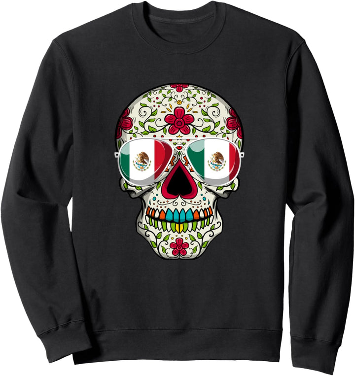 Sugar Skull Mexikanische Flagge tag der Toten Cinco De Mayo Sweatshirt