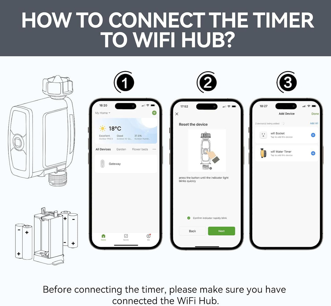 RAINPOINT Bewässerungscomputer WLAN Messingeinlass, ohne WiFi Hub, Muss mit TWG004WRF WiFi-Hub Verwe