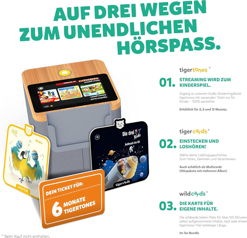 tigermedia tigerbox Startpaket grau Hörbox Audioplayer Kinder Hörspiel Hörbuch Lied für Kinderbeschä