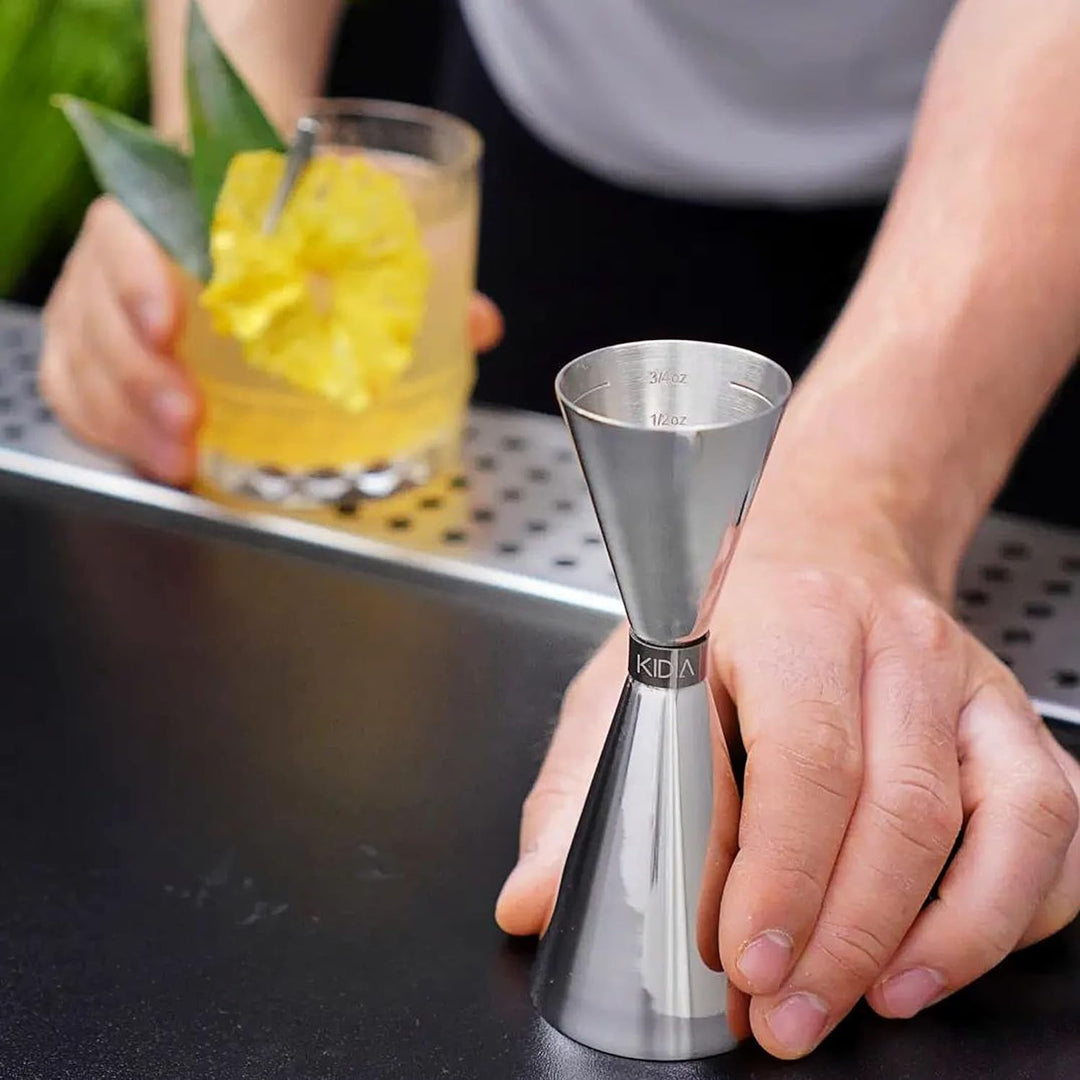 Kidia Professioneller Cocktail-Jigger aus Edelstahl 304 – Barmass 1oz/2oz mit Inneren Skalen – Premi
