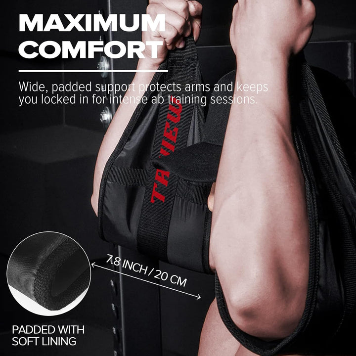 Bauchschlingen, tragbar, für Klimmzugstange, hängende Beinerhöhung, Fitness (schwarz, 1 Paar)