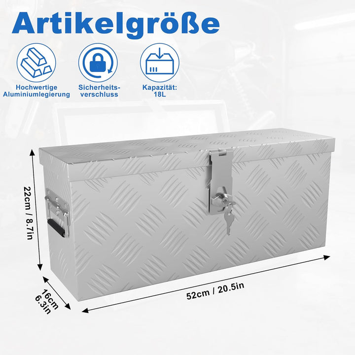 Aluminium WerkzeugkisteAlubox Aluminiumkiste Transportbox Deichselbox Für PKW Anhänger Mit Verriegel