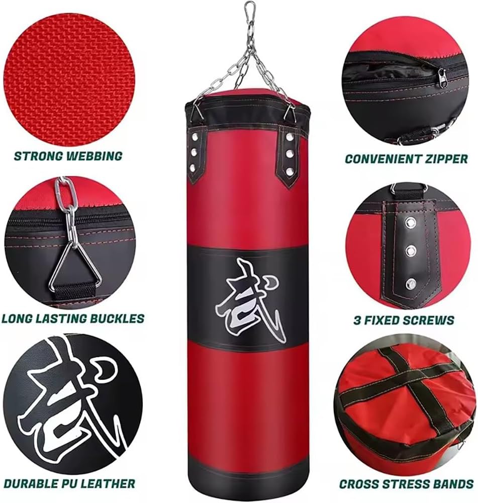 Boxsack Hängend, 15-in-1 Heavy Duty Boxsack, PU-Material Mit dickerer Kette kann 360° gedreht werden