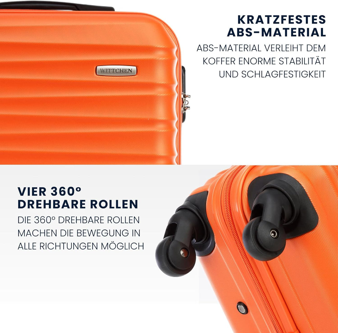 WITTCHEN Reisekoffer Handgepäck Kabinengepäck Rollkoffer Hartschale aus ABS mit 4 Spinner-Rollen Zah