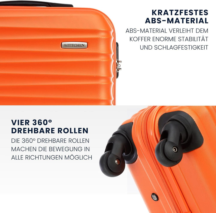 WITTCHEN Reisekoffer Handgepäck Kabinengepäck Rollkoffer Hartschale aus ABS mit 4 Spinner-Rollen Zah