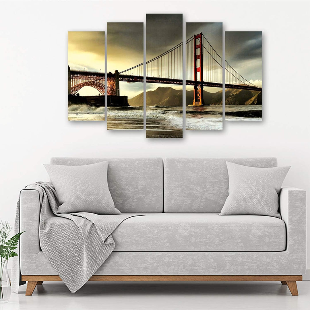 Feeby Frames, Leinwandbild, Bilder, Wand Bild - 5 Teile - Wandbilder, Kunstdruck XXL, TypA, 250x120