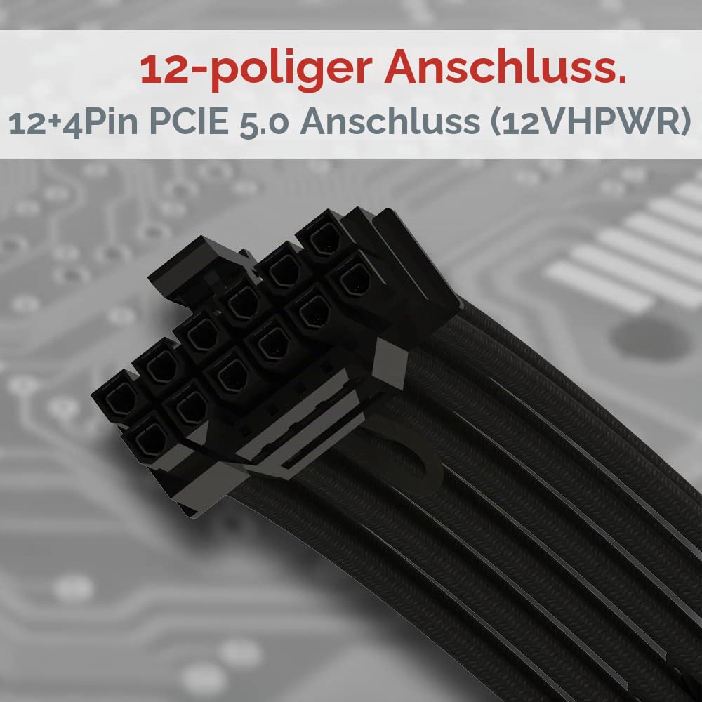 LINKUP – AVA 600W PCIE5.0 12VHPWR (16-polig/12+4) 16 AWG ummanteltes Hochstrom-Netzteilkabel – 70 cm