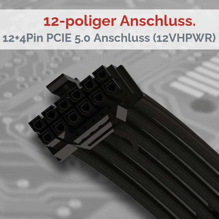LINKUP – AVA 600W PCIE5.0 12VHPWR (16-polig/12+4) 16 AWG ummanteltes Hochstrom-Netzteilkabel – 70 cm