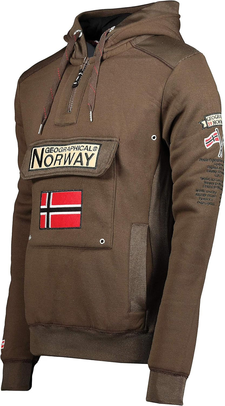 Geographical Norway GYMCLASS Men - Herren Kapuzenpullover Hoody S Braun, S Braun