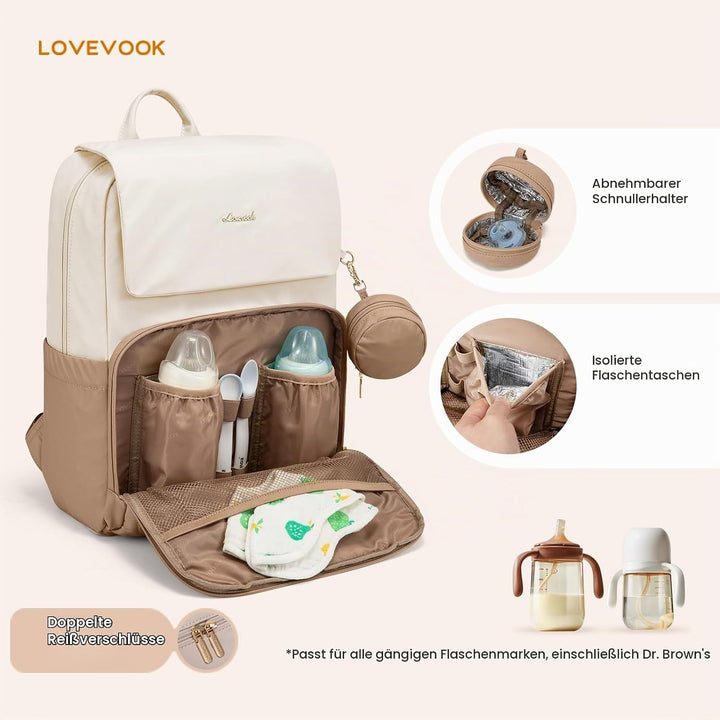 LOVEVOOK Wickelrucksack Gross Wickeltasche Rucksack Diaper Bag für Mama Papa | Lässig Babytasche mit