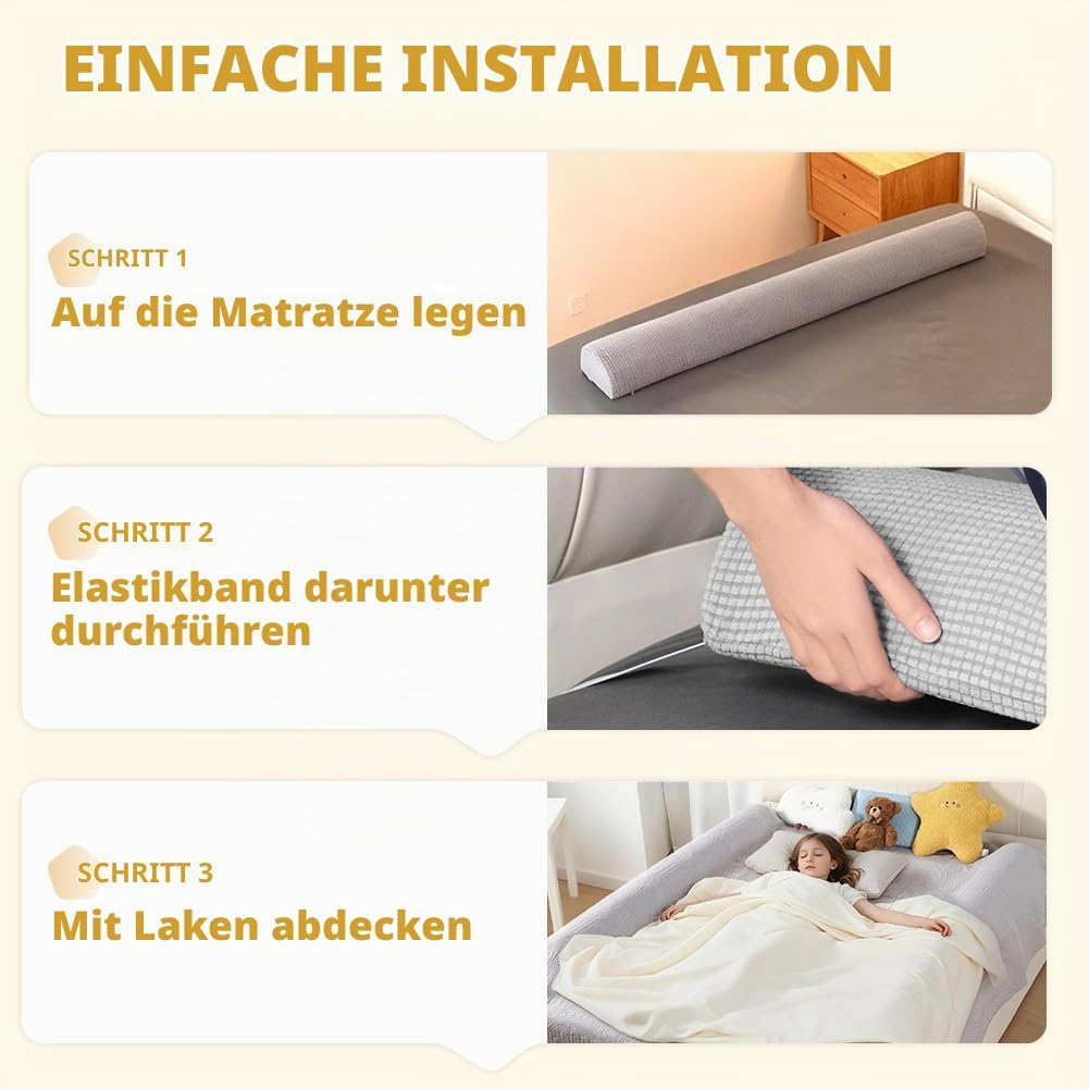 DUJUIKE Bettschutzgitter für Kleinkinder, Bettumrandung für Baby ältere Menschen, Bettgitter aus Sch