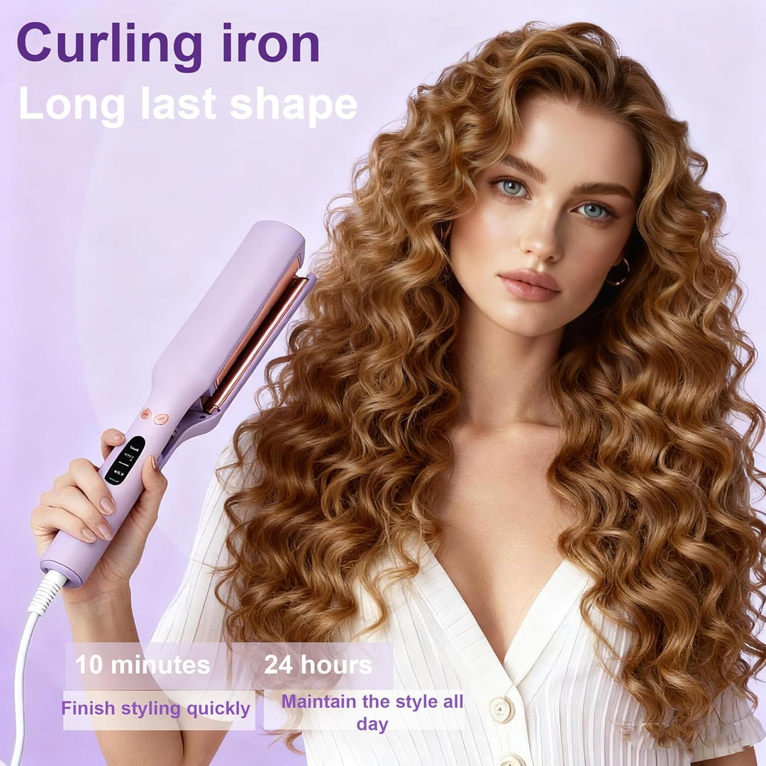 Welleneisen Lockenstab 32MM Wasserwellen mit 4 Temperaturen LED-Anzeige für Lange kurze Haare Hair W
