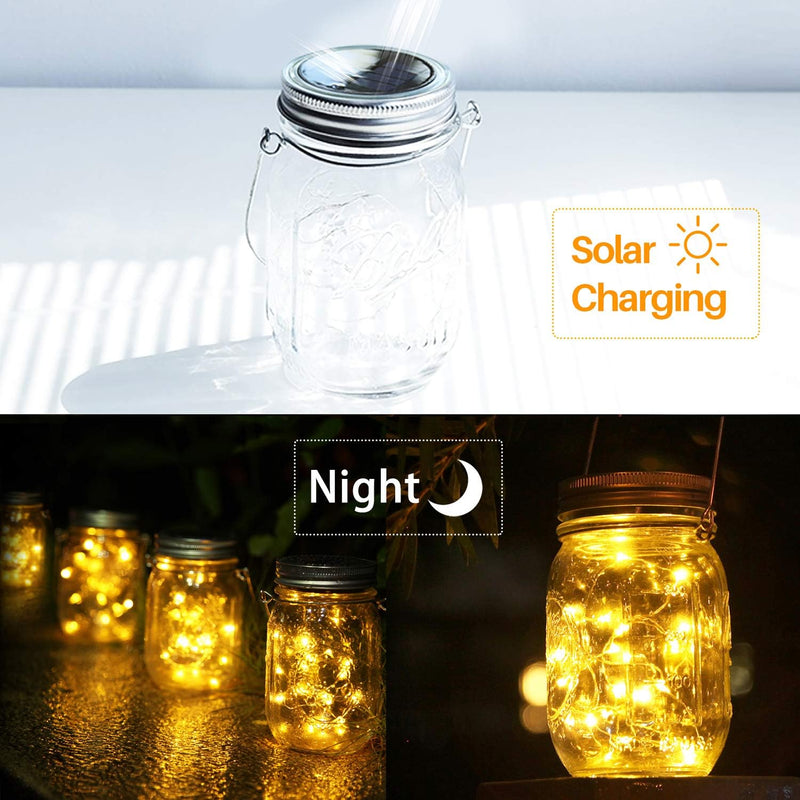 Solarlampe, SUNNOW 4 St¨¹ck Solar Mason Jar Licht LED Solar Licht Einmachglas Laterne Solarleucht f¨