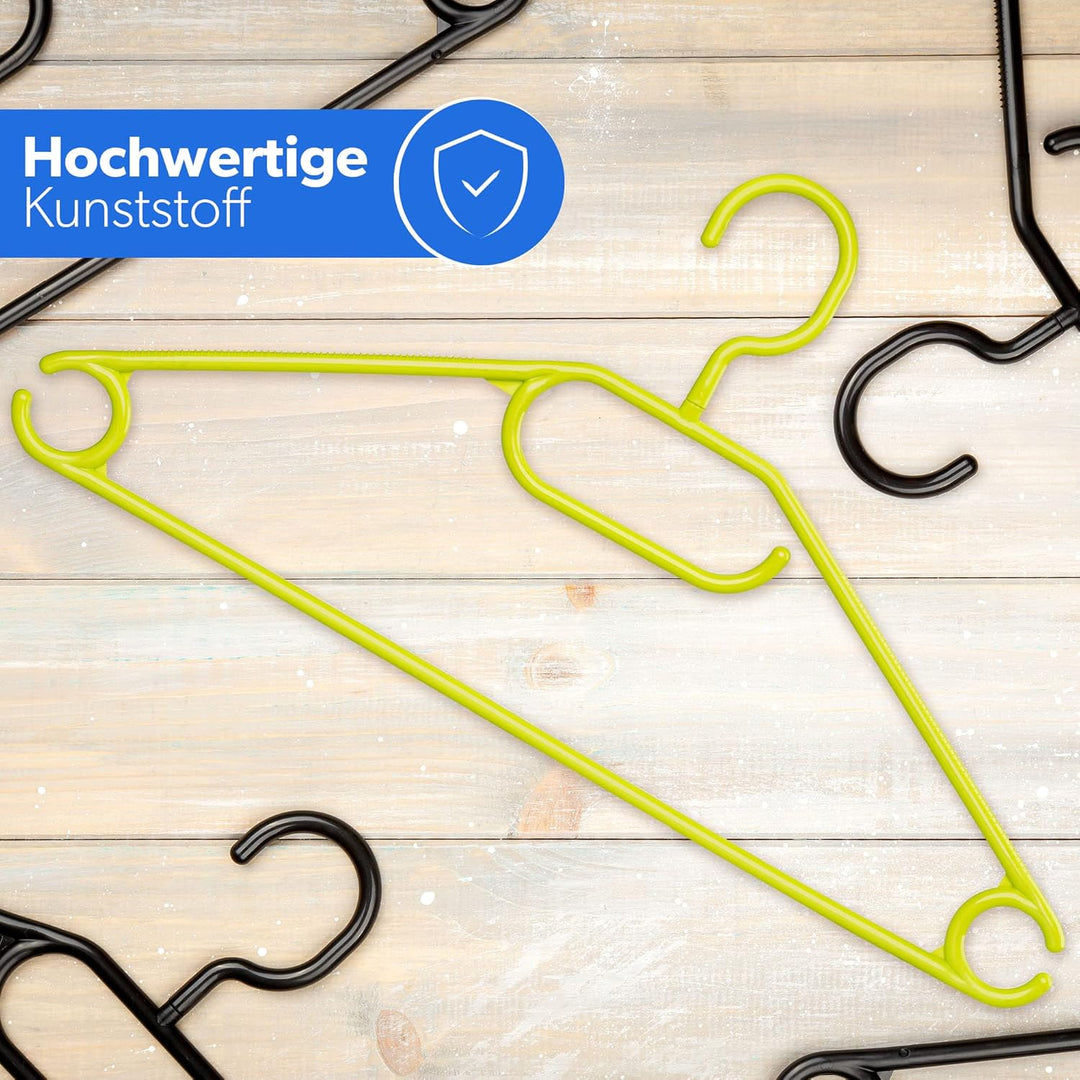 KADAX Kleiderbügel aus Kunststoff, 5 Stück, 360°drehbarer Haken, eingekerbte Schultern, Hosensteg, p