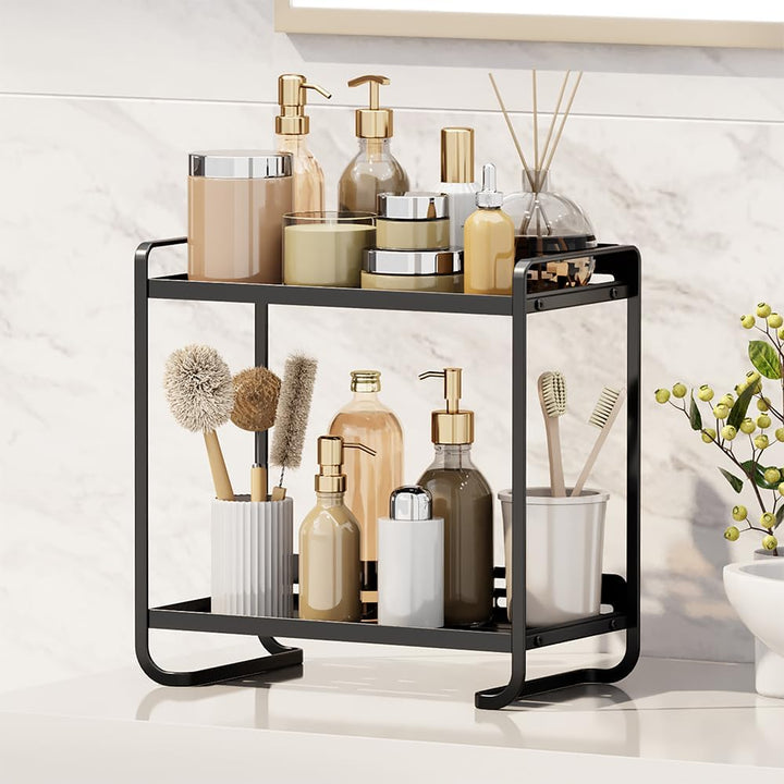 2-Stöckiger Make-up-Organizer für Schminktisch, Badezimmer-Arbeitsplatten, Hautpflege, Kosmetik-Aufb