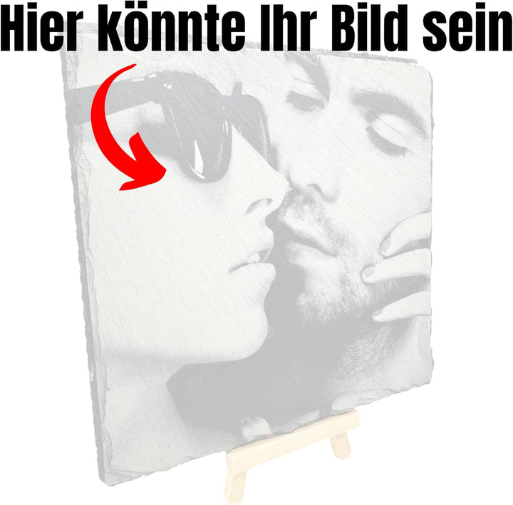 SMARTHAAS Personalisierte Schieferplatte mit Foto - Schiefertafel - Individueller Lasergravur mit Wu