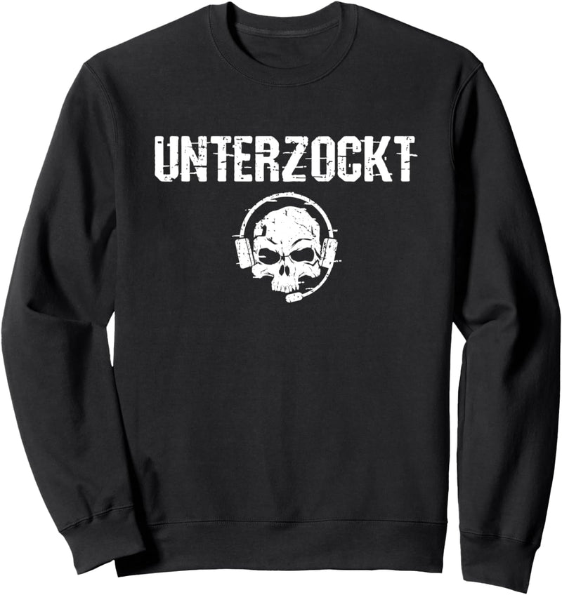 Unterzockt Gamer Totenkopf Headset PC Spieler Computerspiele Sweatshirt