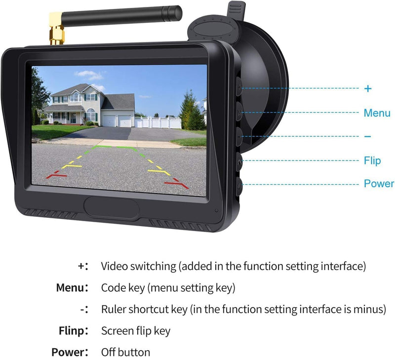 Wireless Backup Kamera-Kit,Rückfahrkamera drahtlos, IP68 Wasserdicht LED Super Nummernschild Nachtsi