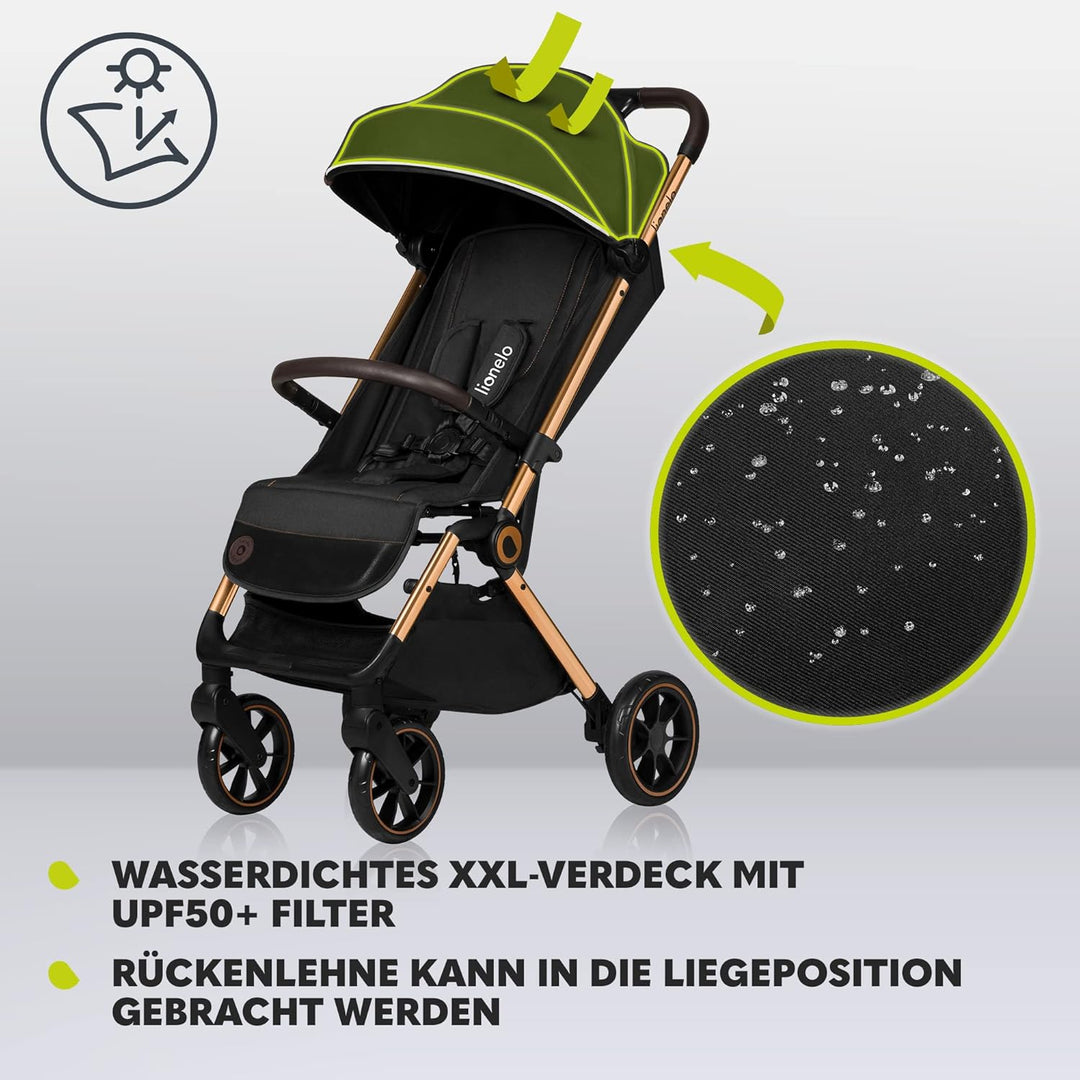 LIONELO Cloe Zusammenklappbarer Kinderwagen bis zu 22 kg, Verstellbare Rückenlehne Schlaffunktion, 5