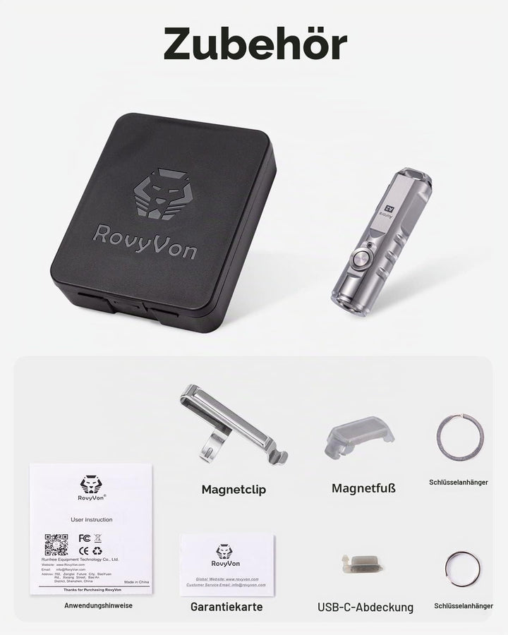 RovyVon A2 G4 wiederaufladbare USB C Schlüsselanhänger Taschenlampe, 650 Lumen 6500 K kühles Weiss s