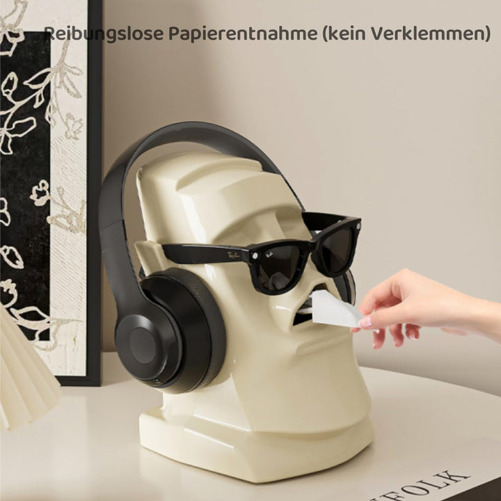 Stylische Skulpturen-Taschentuchbox aus hochwertigem ABS-Kunststoff – praktischer 3-in-1-Organizer f