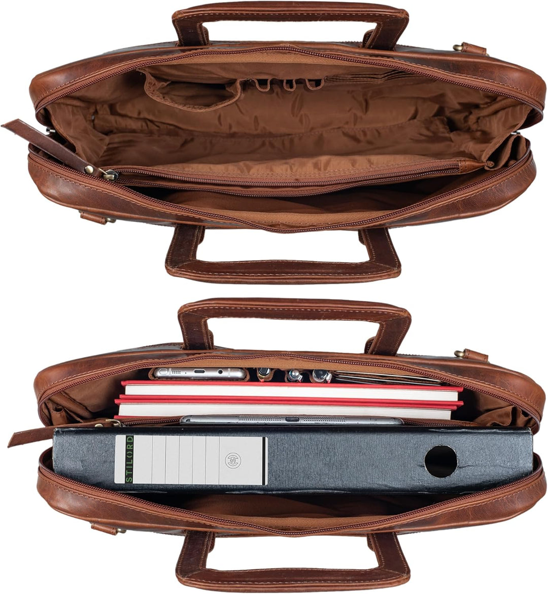 STILORD 'Pierce' Laptoptasche mit Griff Leder Aktentasche 15 Zoll Vintage Dokumententasche A4 Busine