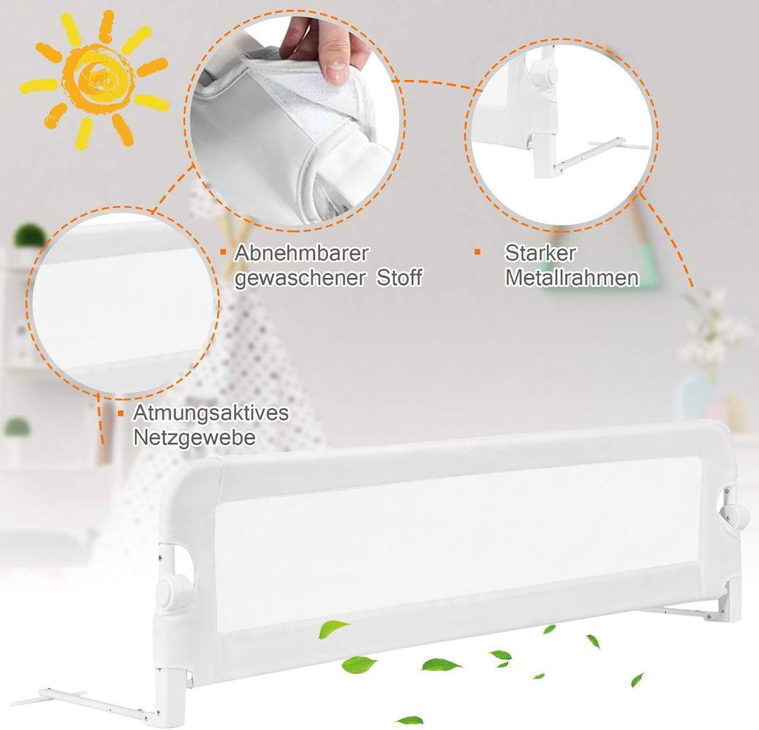 GOPLUS Bettgitter, Klappbarer & Tragbarer Bettschutzgitter für Babys unter 3 Jahren, Babybettgitter