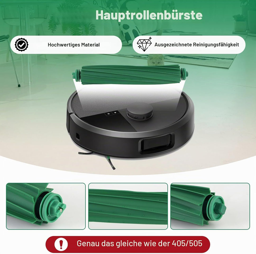 Zubehör Ersatz für iRobot Roomba Plus 405 Combo/505 Combo Saugroboter, 1 Hauptbürste, 2 Filter, 4 Se