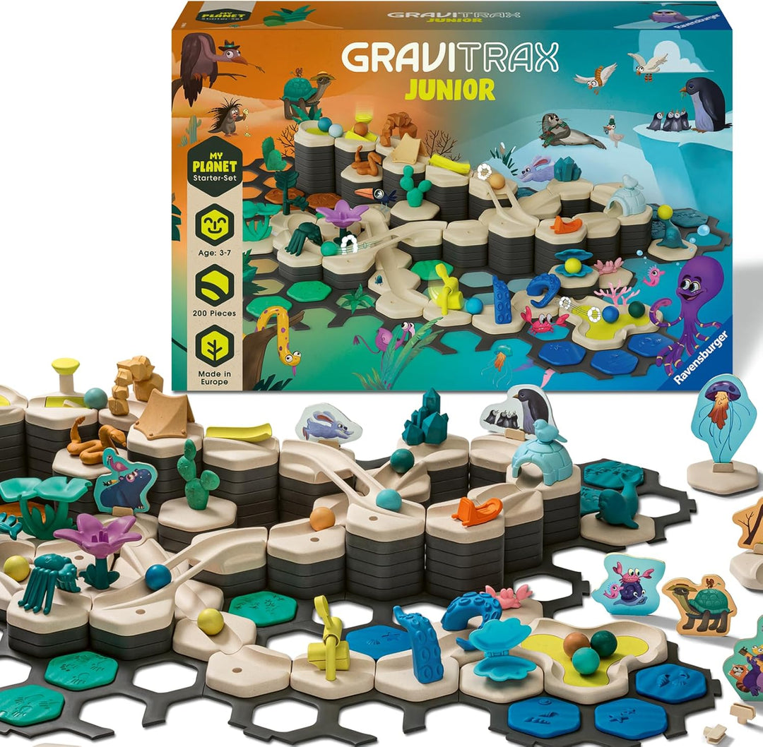 Ravensburger GraviTrax Junior Starter-Set XXL - Erweiterbare Kugelbahn für Kinder, Murmelbahn überwi